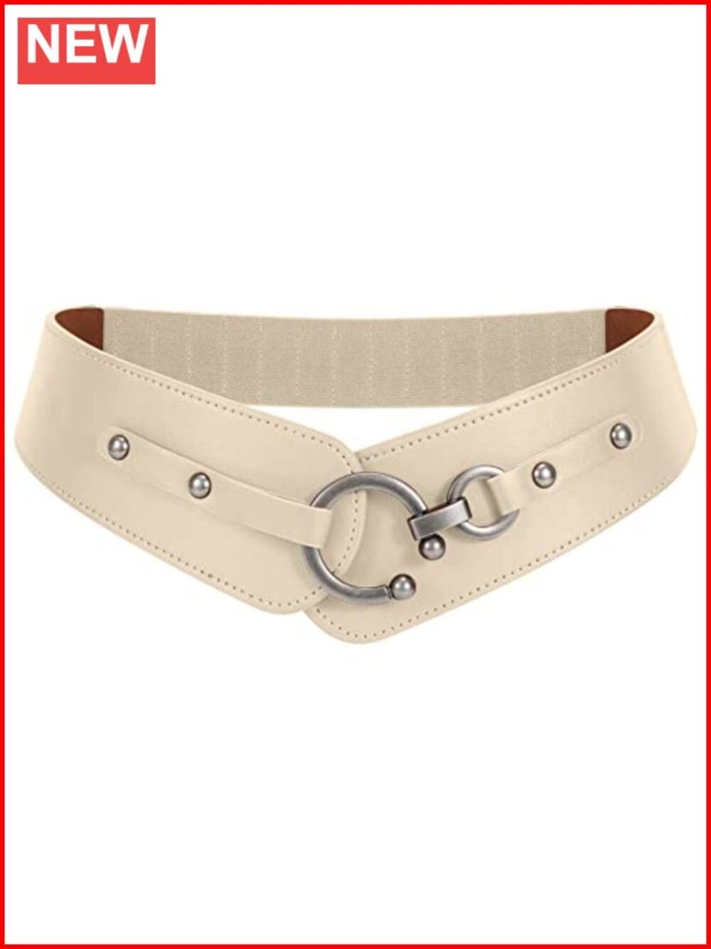 Wide Elastic Thick Stretch Belt Faux Leather Interlock Buckle Retro Waist